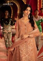 Asim Jofa Sale 3-Piece Unstitched Luxury Embroidered Chiffon Shirt with Embroidered Dupatta with 2 Side Border on Net AJLFF-16 - Askani Group