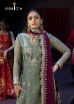 Asim Jofa Sale 3-Piece Unstitched Luxury Embroidered Chiffon Shirt with Embroidered Dupatta with 4 Side Border on Chiffon - Askani Group
