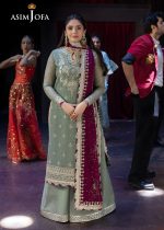 Asim Jofa Sale 3-Piece Unstitched Luxury Embroidered Chiffon Shirt with Embroidered Dupatta with 4 Side Border on Chiffon - Askani Group