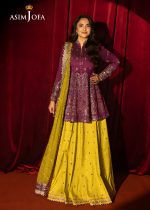 Asim Jofa Sale Luxury Embroidered Two Tone Cotton Silk Shirt with Embroidered Raw Silk Lehenga and Embroidered Net Dupatta - AJLFF-17 - Askani Group