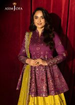 Asim Jofa Sale Luxury Embroidered Two Tone Cotton Silk Shirt with Embroidered Raw Silk Lehenga and Embroidered Net Dupatta - AJLFF-17 - Askani Group