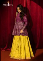 Asim Jofa Sale Luxury Embroidered Two Tone Cotton Silk Shirt with Embroidered Raw Silk Lehenga and Embroidered Net Dupatta - AJLFF-17 - Askani Group