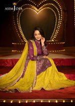 Asim Jofa Sale Luxury Embroidered Two Tone Cotton Silk Shirt with Embroidered Raw Silk Lehenga and Embroidered Net Dupatta - AJLFF-17 - Askani Group