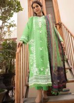 Gul Ahmed Embroidered 3-Piece Lacquer Printed Lawn Unstitched Suit with Khaddi Net Dupatta and organza on neckline CN-32017 - Askani Group
