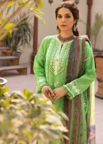 Gul Ahmed Embroidered 3-Piece Lacquer Printed Lawn Unstitched Suit with Khaddi Net Dupatta and organza on neckline CN-32017 - Askani Group